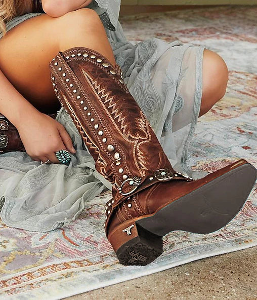 1970s Shoes Western Boot Square Toe Hippie Cowboy Women's Masquerade Party / Evening Pride Parade Pride Month Adults' Shoes