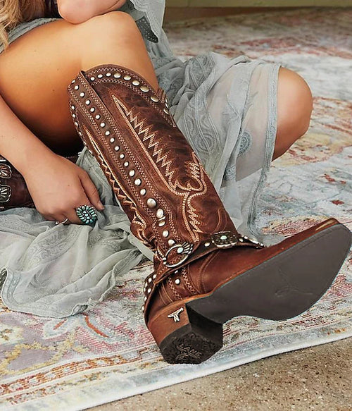 1970s Shoes Western Boot Square Toe Hippie Cowboy Women's Masquerade Party / Evening Pride Parade Pride Month Adults' Shoes